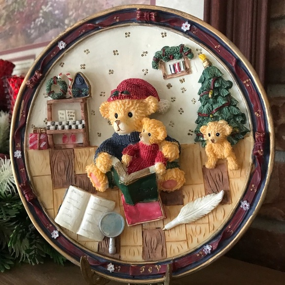 Rare VTG 1970’s Hand Painted 3D Teddy Bear Plate - Picture 6 of 12